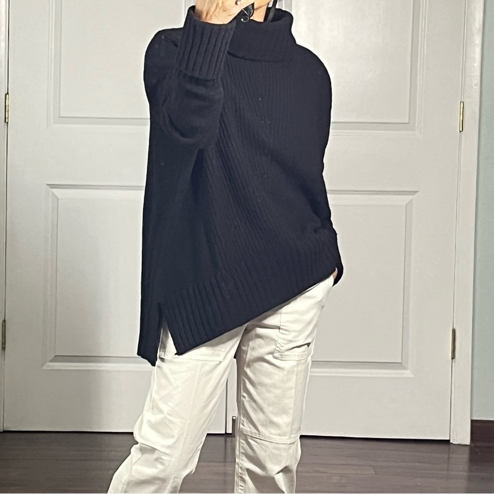 Anthropology Moth black wool blend oversized sweater size S - Picture 3 of 12